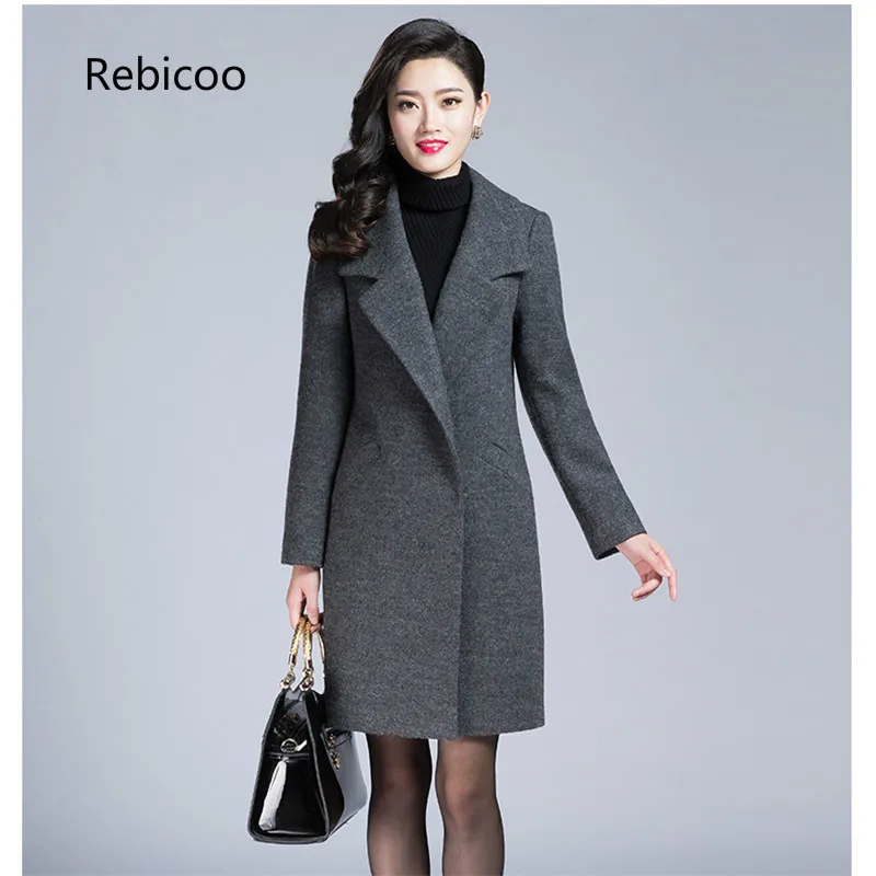 

Winter Wool Women Coats OL Fashion Outwear Office Clothing Desainer Full Sleeve Plus Size Coat 4xl