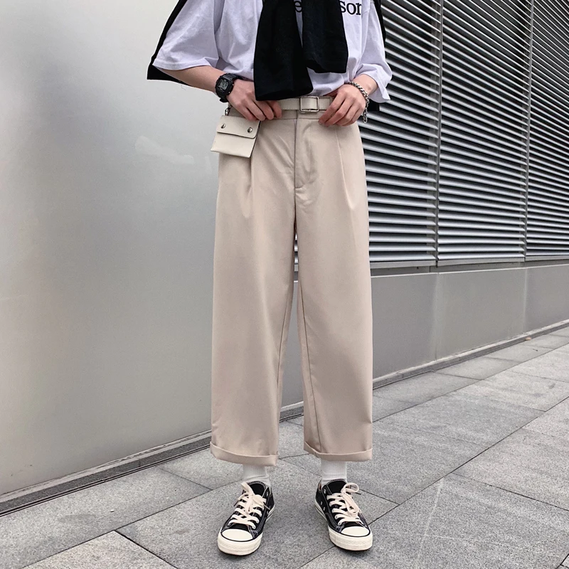 Men's Casual Pants 2019 Four Seasons Applicable Youth Popular Loose Straight Nine Pants Wide Legs Wild Harem Pants Teen Menswear