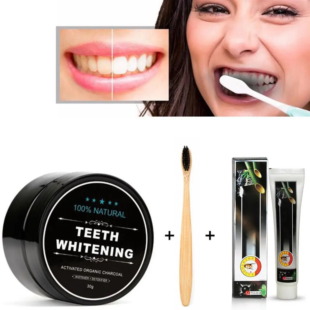 

Food grade activated carbon coconut shell powder+ bamboo toothbrush Tooth whitening powder set