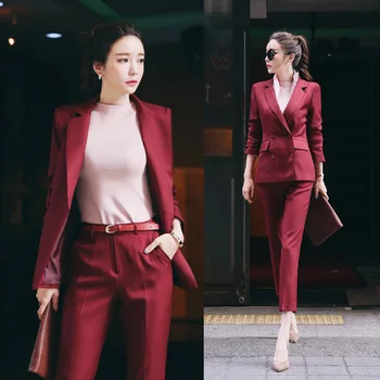 

Autumn and Winter Korean Version of The Ladies Small Fragrance Wind Slim Small Suit Jacket Dignified Professional Ladies Suit