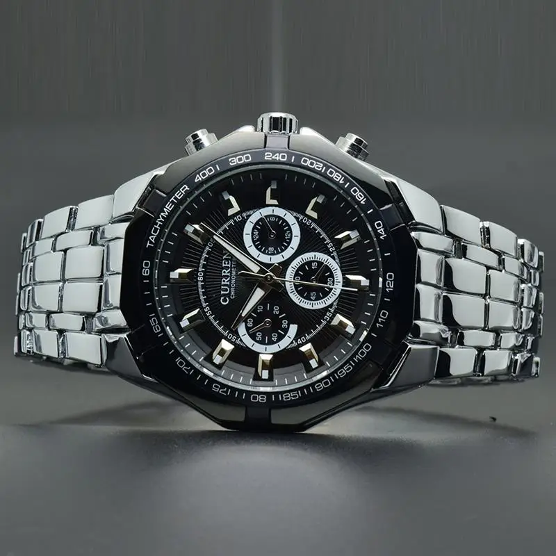 Curren Men's quartz Full stainless steel Military Casual Sports watches waterproof Brand Hot Sale r