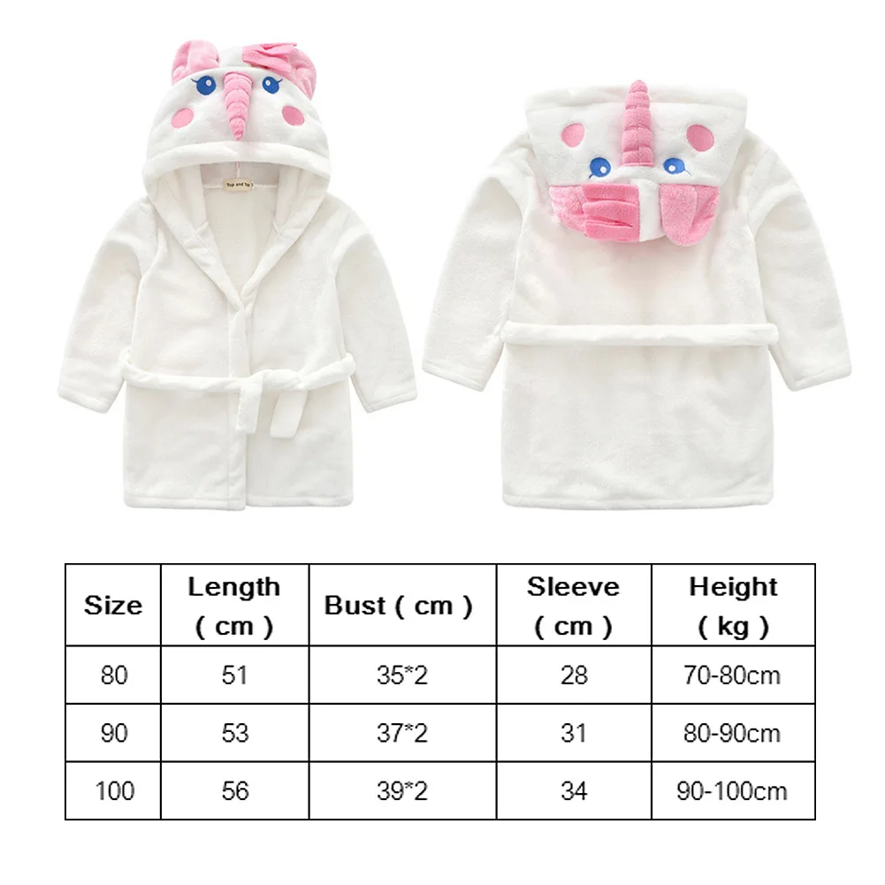 80/90/100 см зимний детский фланелевый Халат с рисунком банные халаты для девочек, детская одежда для сна Пижама с капюшоном утепленная домашняя одежда