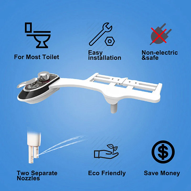 Hot And Cold Dual Nozzle Bidet With Self Clean Nonelectric Mechanical