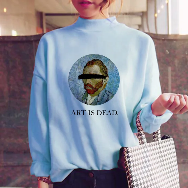 US $9.37 van gogh hoodies women harajuku fashion sweatshirt fleece japanese oversized sweatshirt female blue
