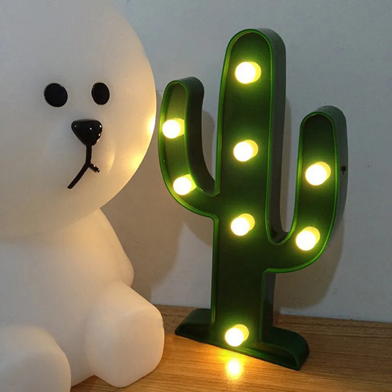 

12inch 3D Cactus LED Light Romantic LED Baby Night Light Romantic Dim Mood Lamp 2AA Battery Operated Child's Room Deration