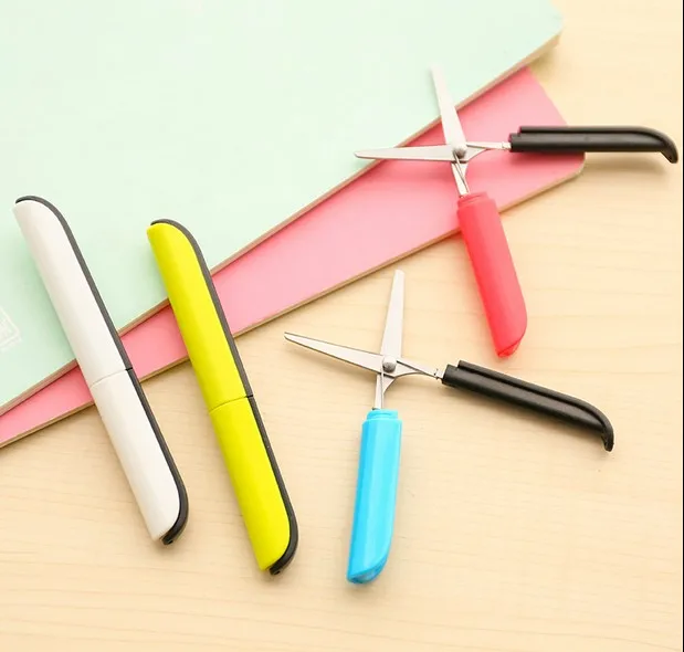 1 шт. яркие цветные специальные дизайнерские Ножницы Ручка, Портативные Ручные безопасные ножницы с защитным рукавом