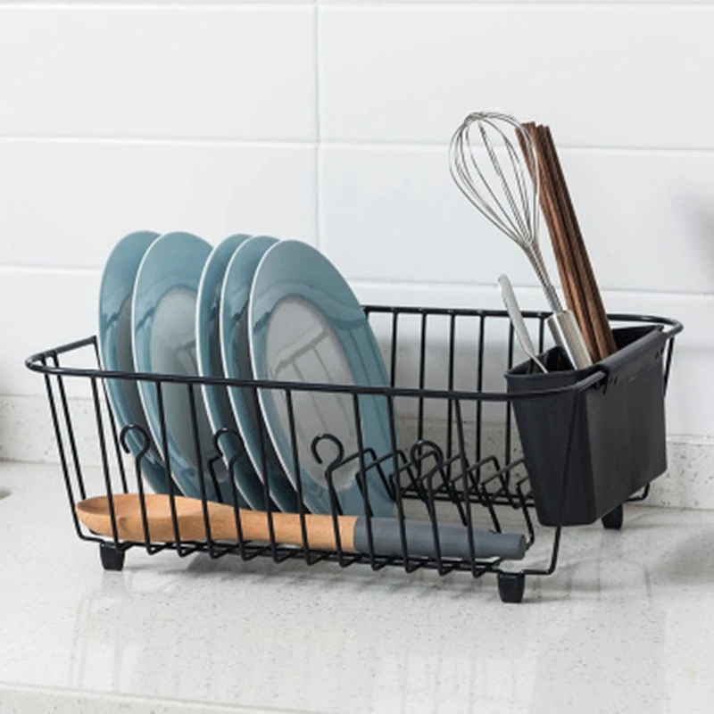 

Kitchen Storage Organizer Dish Drainer Drying Rack Metal Kitchen Sink Holder Tray For Plates Bowl Cup Tableware Shelf Basket