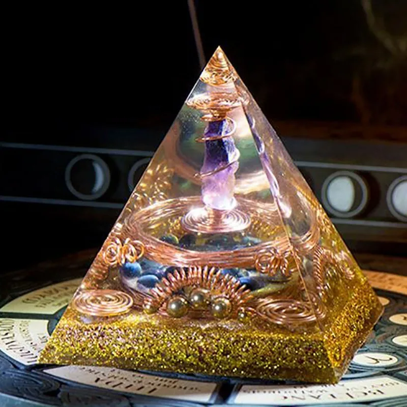 Пирамида из натурального кристалла AURA REIKI Orgonite магнитное поле конвертер изгонние