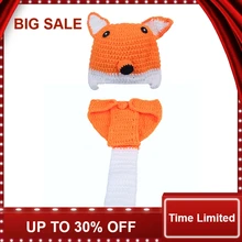 Crochet Fox Design Baby Hat and Pants Set Infant Baby Photography Props Crochet Hats and Diaper Cover 1 set newborn photography props baby photo props crochet knitting baby bunny hat rabbit hats and diaper beanies and pants costumes set