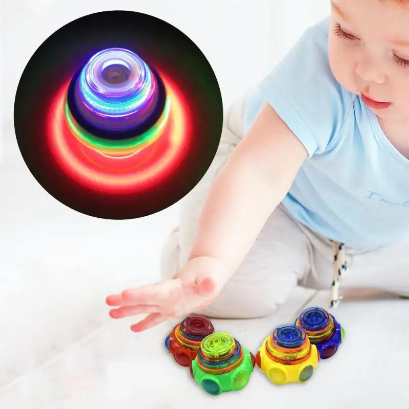 Children UFO Shape Flash Spinning Top Kids Colorful LED Light Music