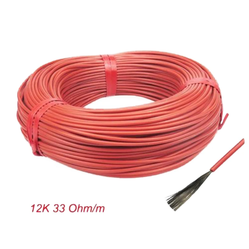 

50/100m 12K 33 Ohm/m Carbon Fiber Underfloor Heating Cable Floor Warming Tool