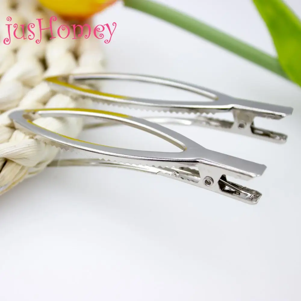 30PCS 75mm Silver Tone Oval Alligator Hair Clips Single Prong Metal Barrette for Craft Ribbon Bow DIY Accessory | Дом и сад