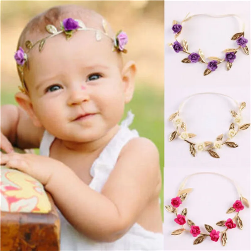 

Toddler Cute Baby Girls Kids Elastic Leaf Flower Hair Band Headband Headwear