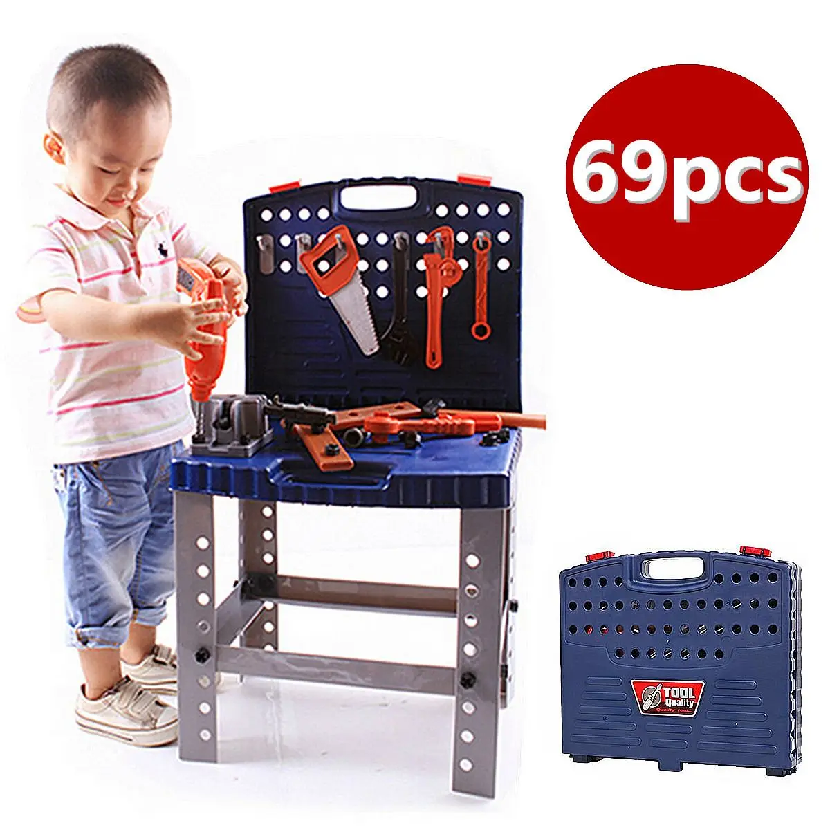 69 шт., детская коробка для инструментов, Складная Рабочая скамейка с ремонтными инструментами, набор многофункциональных детских ролевых игр, пластиковые ручные инструменты