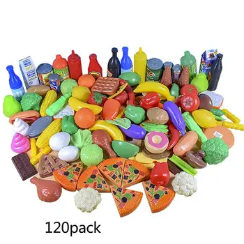 

120pcs/set Children Pretend Toys Classic Game Simulation Kitchen Series Hamburger Pizza Fruit Toys Montessori Early Education
