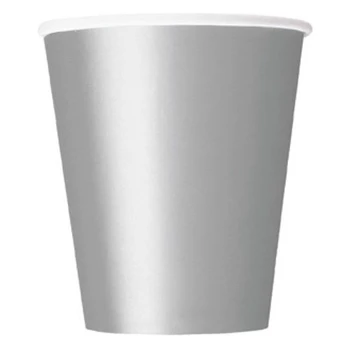 

SOFT-20 Paper Cups (9oz) - Plain Solid Colours Birthday Party Tableware Catering(Silver gray)