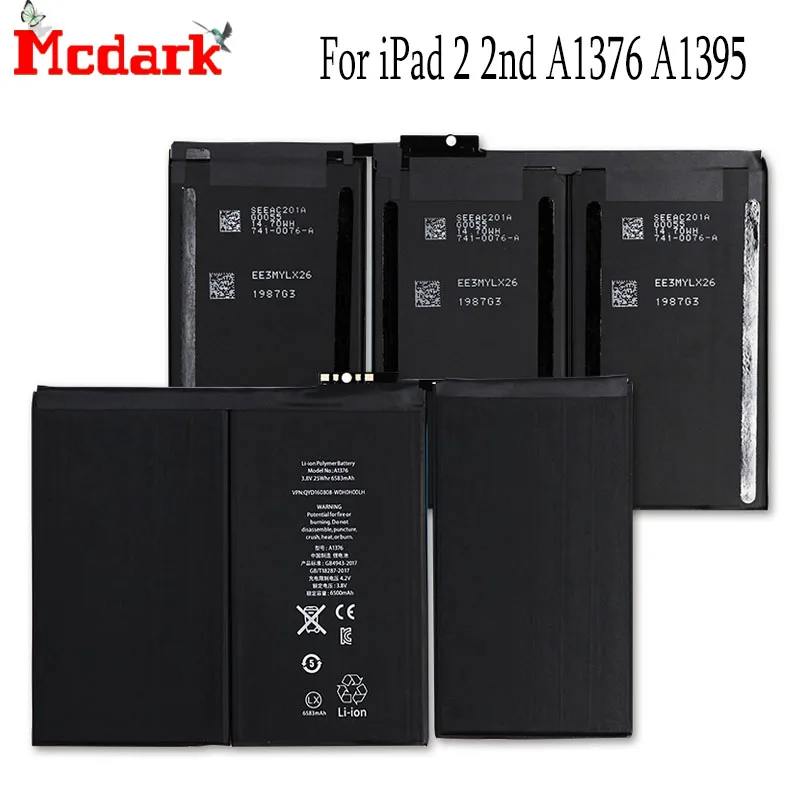 Mcdark для iPad 2 2nd A1376 A1395 запасная батарея большой емкости 6500 мАч запасная батарея для iPad 2 2-го ноутбука батареи