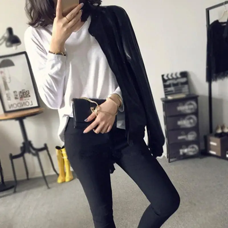 Leather Short Jacket Street Retro Stand Collar Cool Black Jacket Cardigan For Ladies Spring Autumn Winter Europe American Style