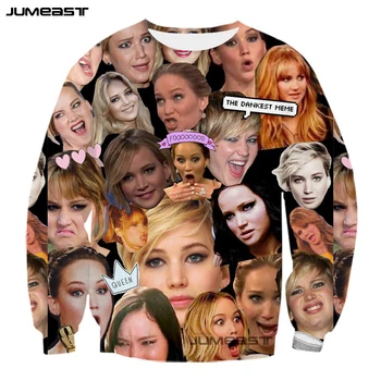 

Jumeast New Arrival Terrified Expression 3d Women/Men Funny Apathy Pattern Sweatshirts Long Sleeved Outerwear Sweatshirts Tops