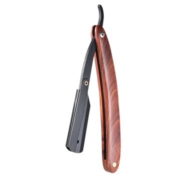 

Men Shaving Straight Edge Razor Stainless Steel Manual Razor Wooden Handle Folding Shaving Knife Shave Beard Cutter Pouch