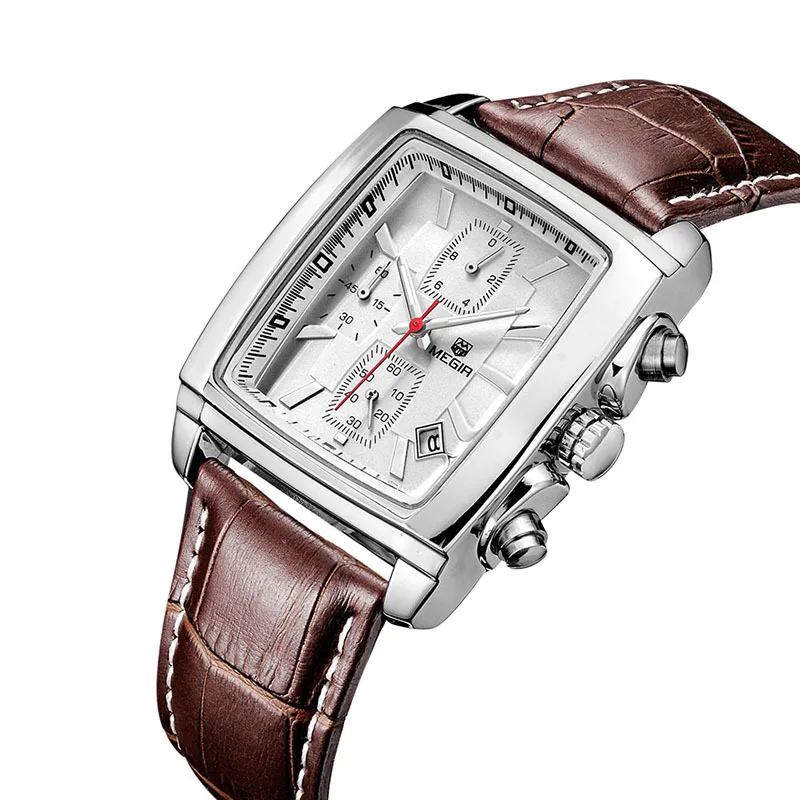 

Casual Men's Quartz Watches 2018 New Arrival Square Multi-function Electronic Watch Alloy Genuine Leather Belt Sports Watch
