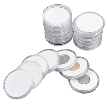 

Fashion 20 pcs 46mm Coin Cases Holder Applied Clear Round Storage Box