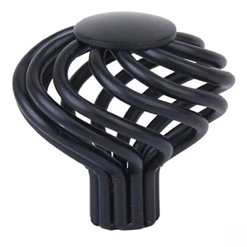 

ELEG-6 x Handle Drawer Knob / Wardrobe Door with Spiral Cage Design Diameter 3,4 cm - Black