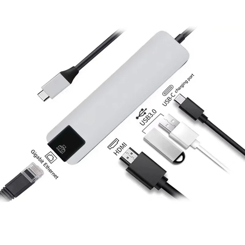 5 в 1 Usb type C концентратор Hdmi 4K к Gigabit Ethernet Rj45 Lan адаптер для Macbook Pro Thunderbolt 3 зарядное