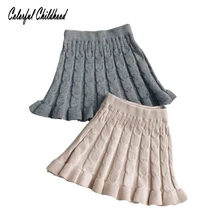 Хлопковая трикотажная юбка для маленьких девочек; сезон весна-осень; однотонная детская юбка-американка в полоску; детские юбки-пачки; одежда для малышей