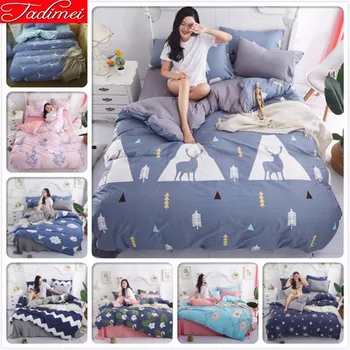 

New Fashion 100% Wash Cotton 3/4 Pcs Bedding Set Adult Kids Child Bed Linen Single Twin Full Queen King Size Bedspreads 200x230