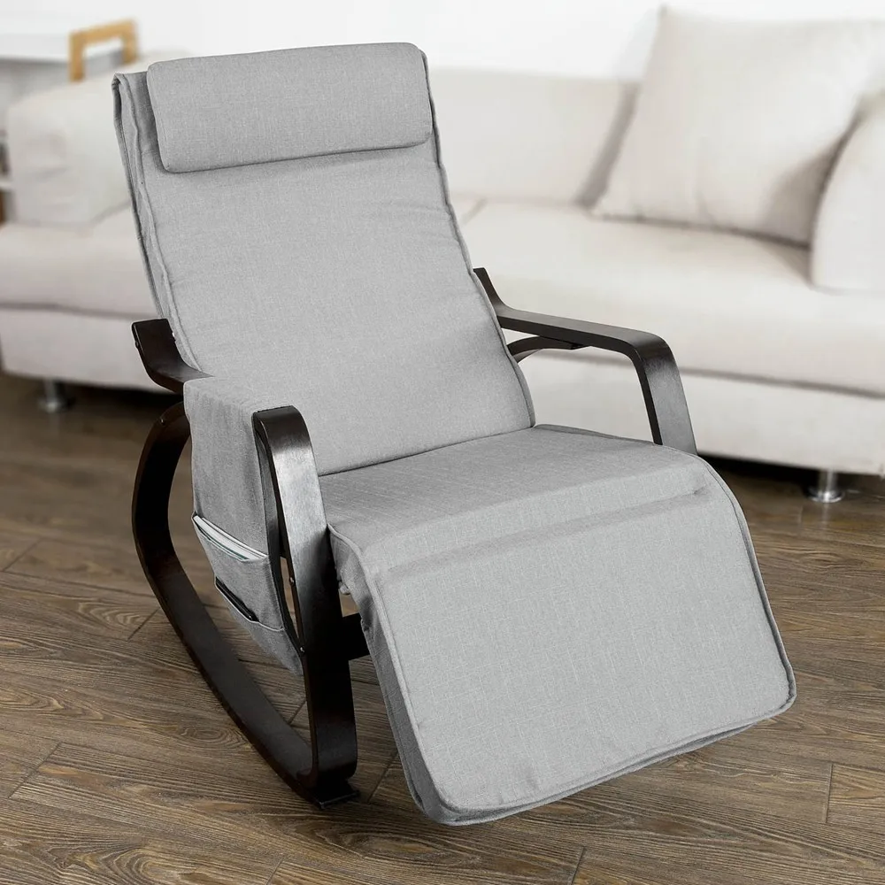 

SoBuy FST20-HG Relax Rocking Chair Lounge Chair Adjustable Footrest Removable Side Bag