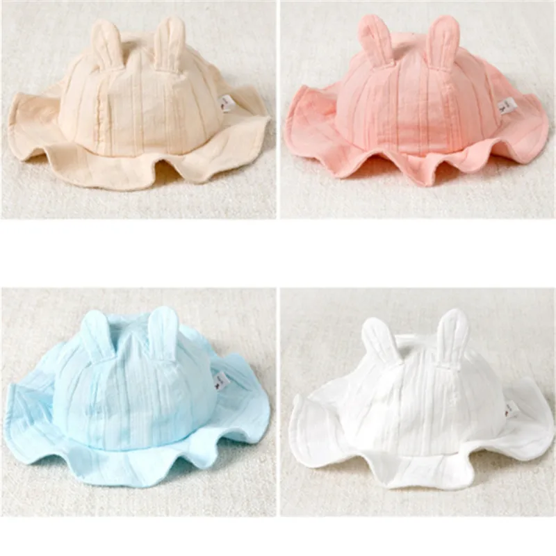 

Baby Boys Girls Dot Bucket Hat Wide Brim Hats Kids Summer Cotton Outdoor Beach Sun Caps Solid Color