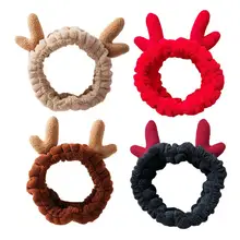 4 шт. Женская повязка для волос Рождественское украшение оленьи рога ухо мягкие плюшевые повязки эластичный обруч для головы аксессуары для волос(черный+ красный+ хаки+ коричневый
