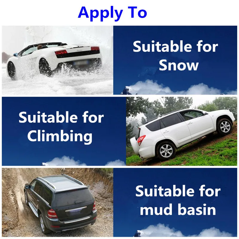 

New 6 pcs TPU Snow Chains Universal Car Suit 165-265mm Tyre Winter Roadway Safety Tire Chains Snow Climbing Mud Ground Anti Slip