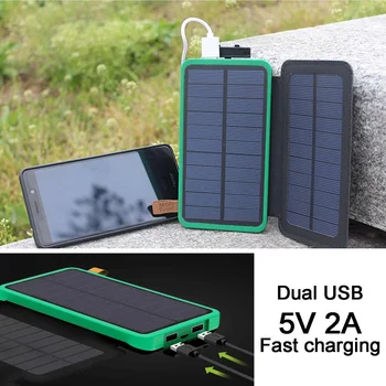 

20000mAh Portable Foldable Solar Panel Power Bank Battery Fast Charger 2 USB Waterproof LED Outdoor Mobile Phone Power Bank