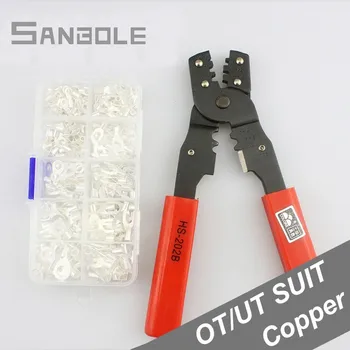 

340pcs terminal box with Plier HS-202B Connection Ut/Ot Cold Pressure Cold Pressed End Tube Copper Wire Combine Suit