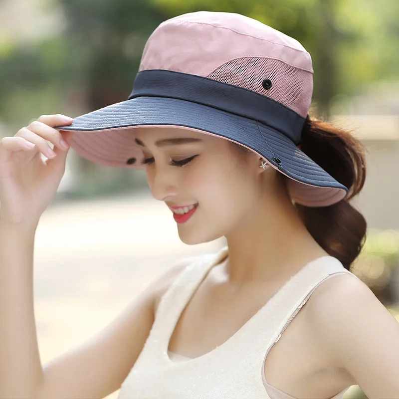 LAFEITE Safari Sun Hats For Women Summer Wide Brim UV Ponytail Outdoor