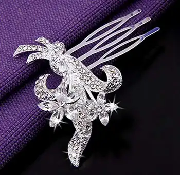 

Silver Plated Flower Rhinestone Crystal Wedding Hair Comb Pin Tiara CHIC