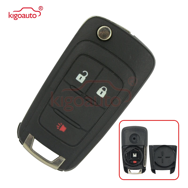 Kigoauto 20873621 Flip Key Shell 2 Button with Panic OHT01060512 for Chevrolet Equinox Sonic 2010 2011 2012 2013 2014 2015 remtekey oht01060512 flip key shell 3 button with panic for chevrolet equinox sonic trax 2010 2011 2012 2013 2014 2015 2016 2017