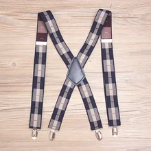 3,5*110 см 4 зажимы печатные Решетки подтяжки ВЗРОСЛЫЕ кожаные подтяжки для мужчин брюки эластичные регулируемые подтяжки