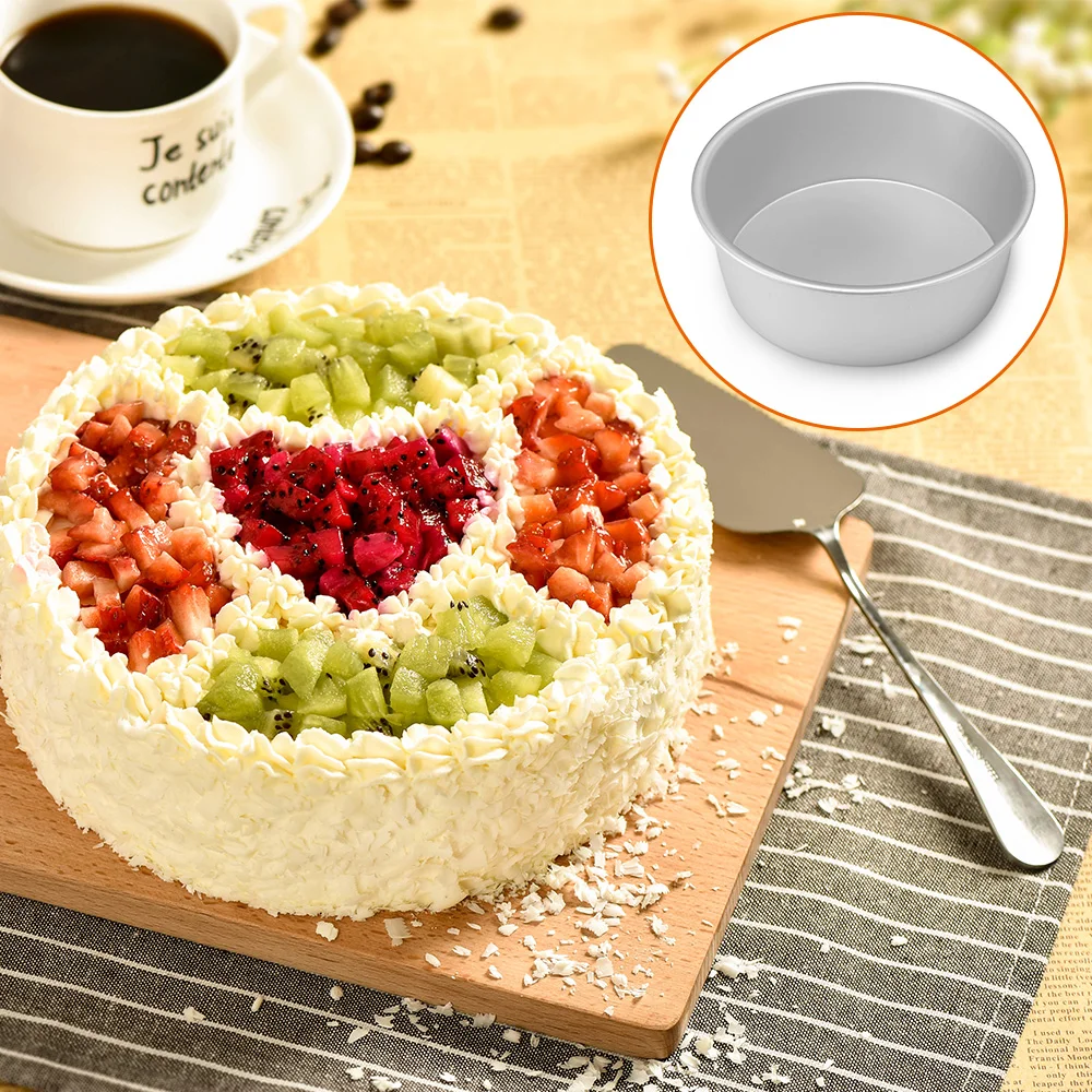 

4/6/8 inch Aluminum Alloy Baking Tin Pan Household Round Bottom Bakeware Tool Cake Baking Mould for Baking Shop Home Tray
