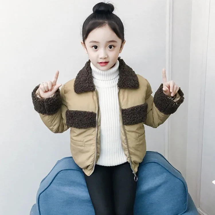 

Girls Fleece Patchwork Jackets Kids Winter Coats Clothes Children Warm Thick Cotton Coats for Teenage Outwear Tops Girl Clothing