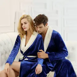 Женский и мужской халат зимний длинный халат мужской высококлассные пижамы из полиэфирного волокна Ночная рубашка пижамы мужские и