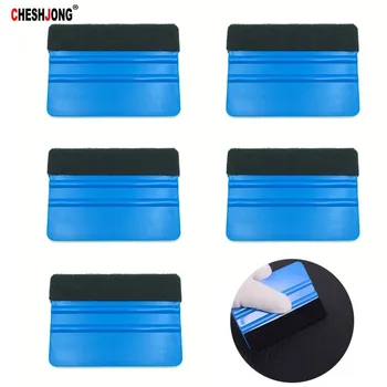 

5pcs/Lot Auto Film Squeegee Blue Plastic Soft Felt Vinyl Scraper Window Wrapping Squeegee car Sticker Install Applicator Tools