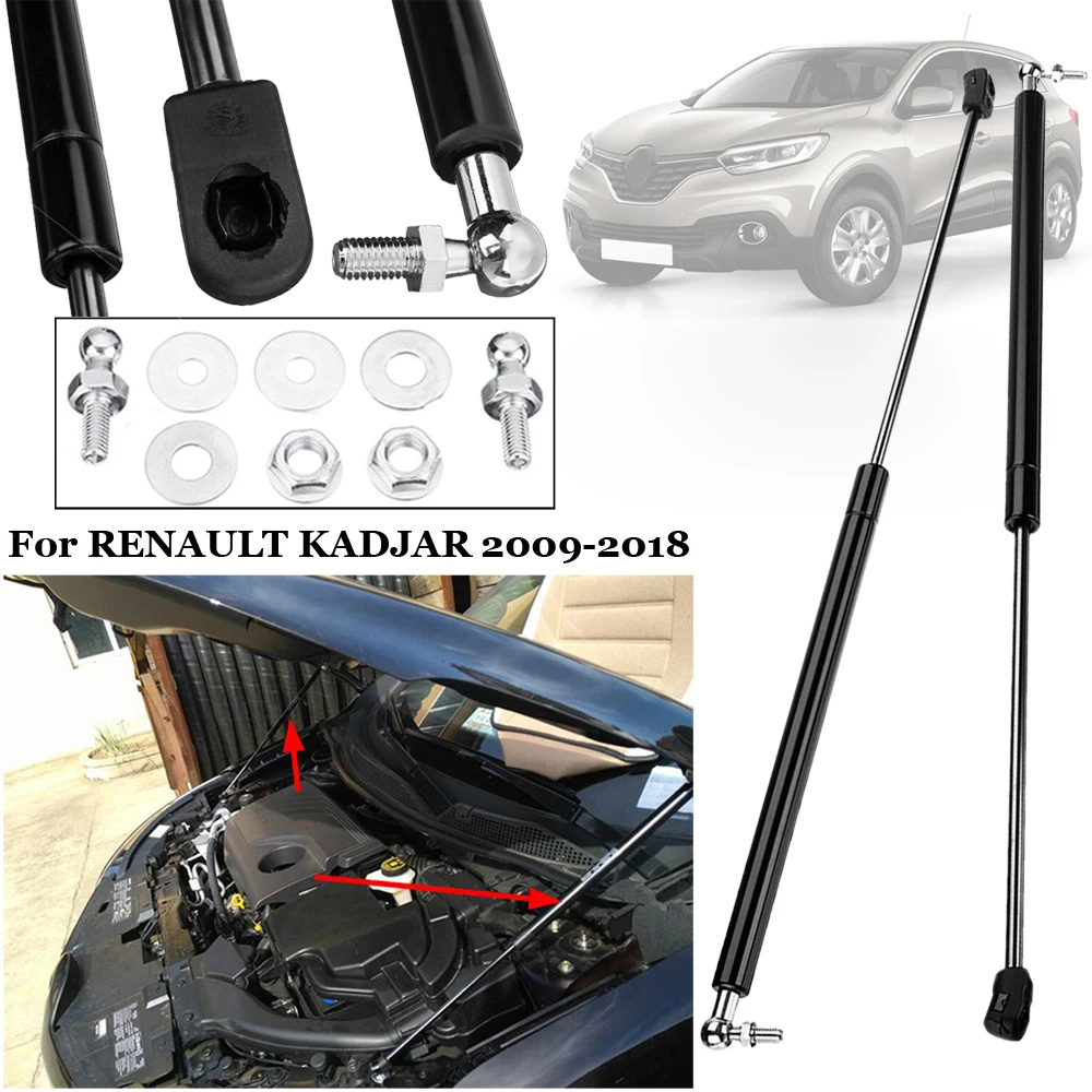

For RENAULT KADJAR (2009-2018) 2pcs FRONT BONNET HOOD GAS STRUTS SET Black