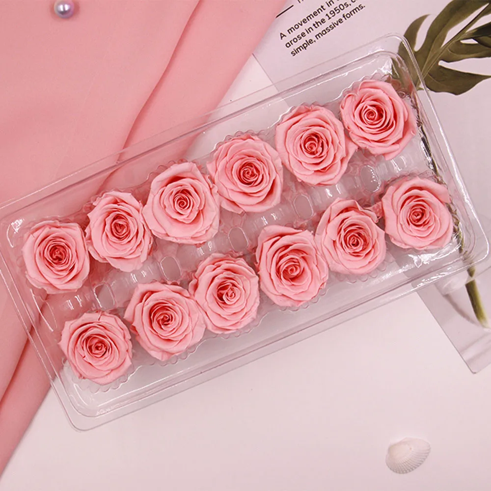 

12Heads/Box Rose Flowers Preserved Flowers Artificial Flower Immortal Rose 3CM For Wedding Wall Decor Fake Rose Flowers For Home