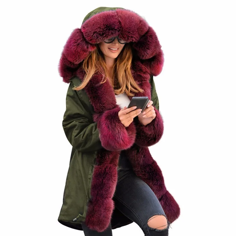 Woman High Quality Luxury Fur Collar Winter Warm Coat Fashion Lady Outwear High Street Fur Sleeve Warm Coat Jackets Woman High Quality Luxury Fur Collar Winter Warm Coat Fashion Lady Outwear High Street Fur Sleeve Warm Coat Jackets