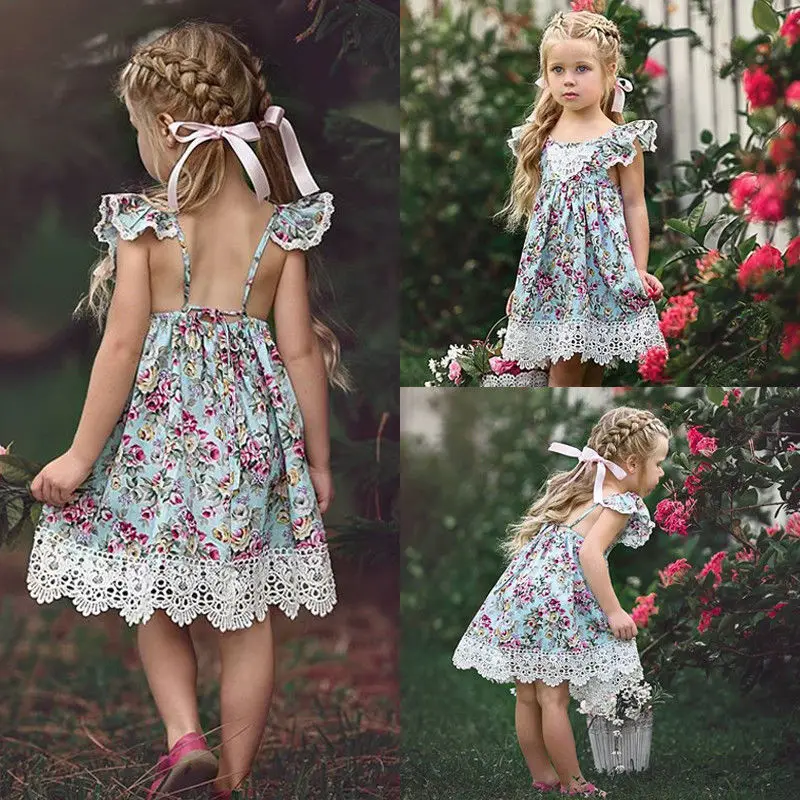 Pudcoco Girl Dress Cotton AU Kids Baby Flower Girls Dress Lace Floral Tulle Party Pageant Dresses