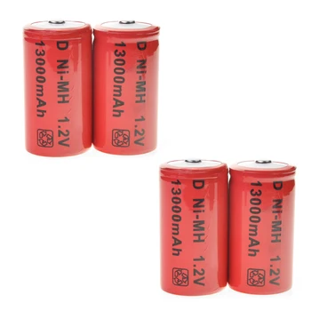 

4 pcs D size 13000mAh 1.2V Volt Ni-MH Rechargeable Battery Cell LR20 US Stock