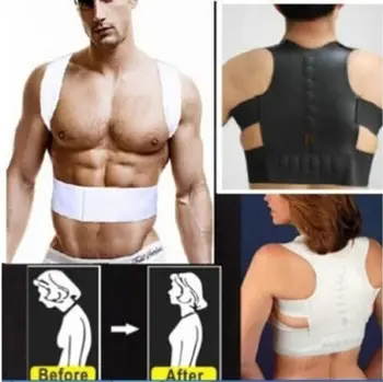 2019 Posture Corrector Back Support Magnetic Body Back Shoulder Brace Belt For Men Women Back Support Black&White